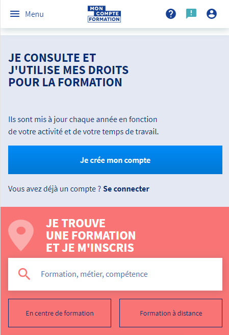 Créer son compte formation