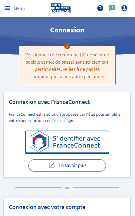 Créer son compte formation