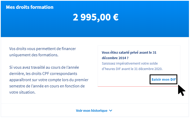 dif-1 saisir son DIF