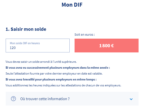 dif 2 déclaration DIF moncompteformation